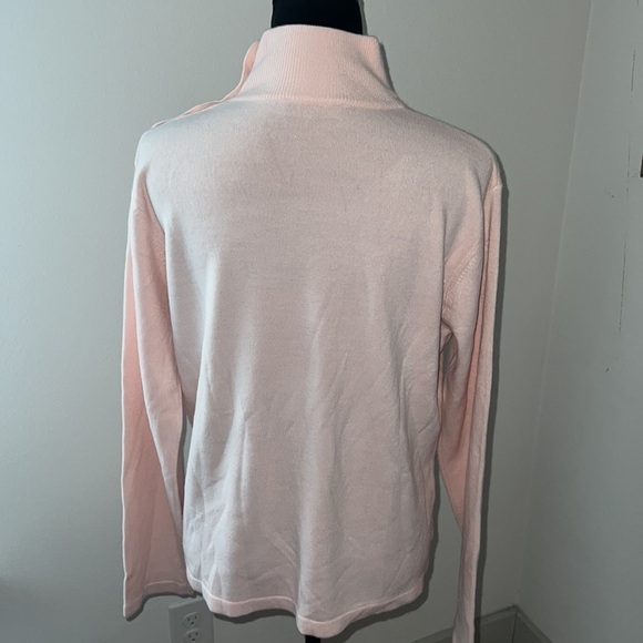Evan Picone pink beaded embellished turtleneck long sleeves sweater Sz L - Picture 4 of 9